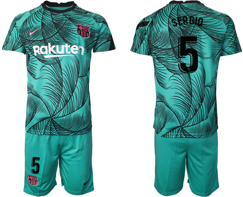 Men 2021 Barcelonagreen training suit #5 soccer jerseys->barcelona jersey->Soccer Club Jersey